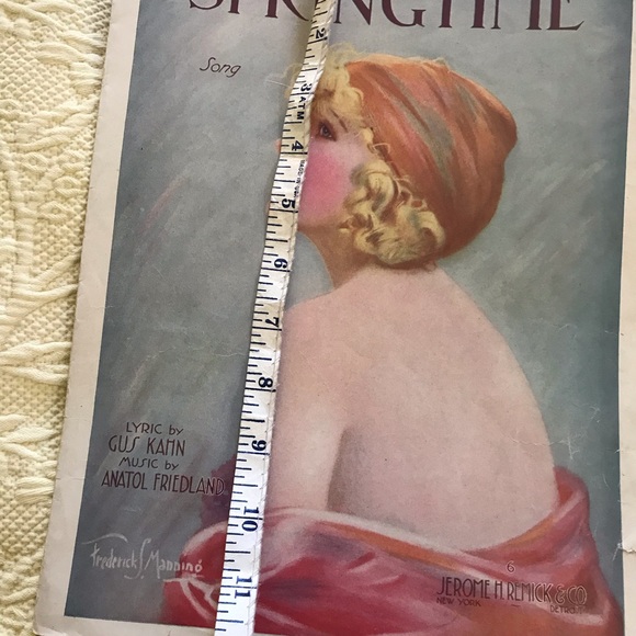 “ SPRINGTIME “ Song sheet music gorgeous image, collectible repurposing - Picture 5 of 10